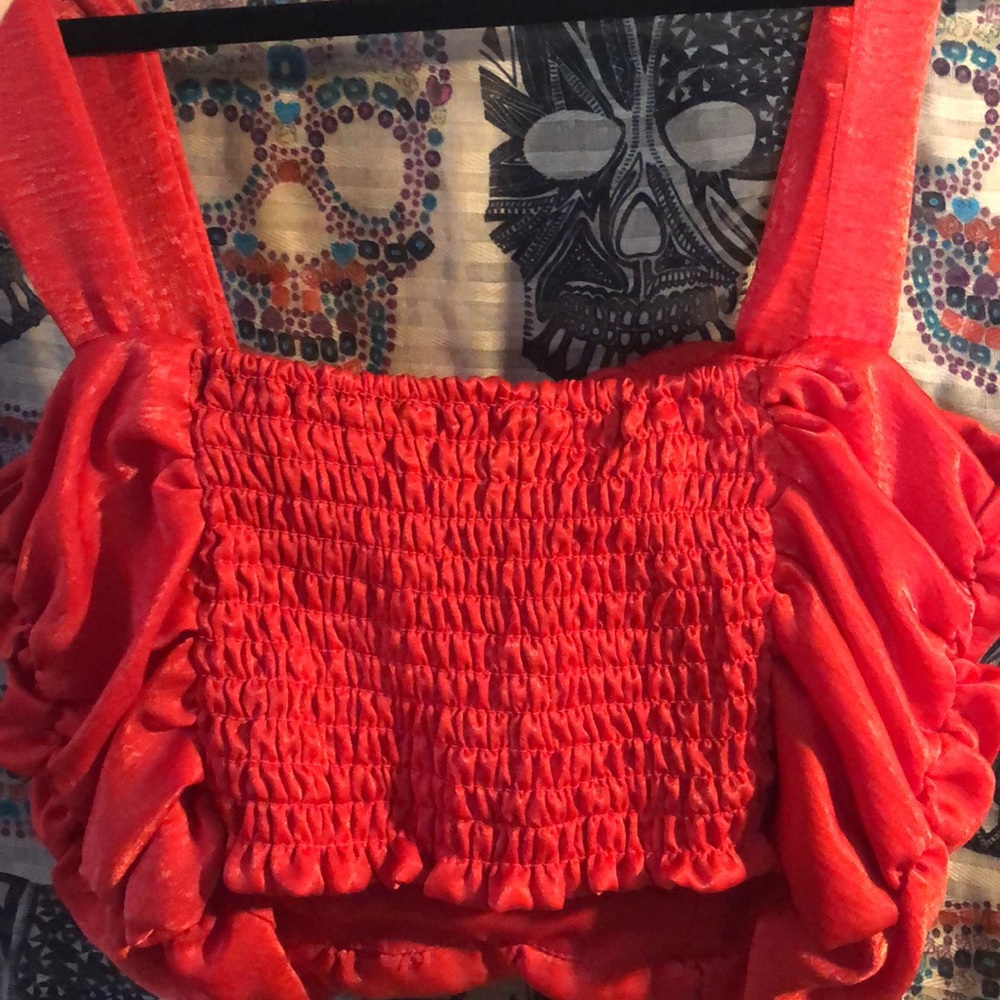 Red Ruffled Crop Top - Picture 3 of 3